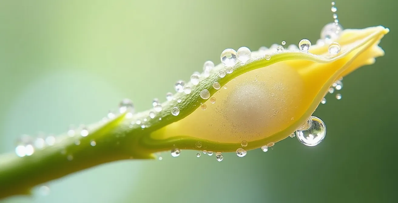Vista microscópica de los vasos del xilema en un tallo con depósitos de cal